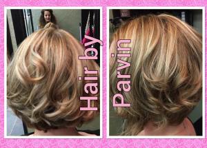 Honey color highlights and haircut